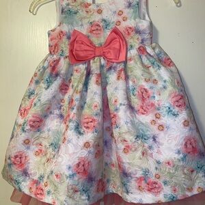 Floral Kids Dress with Pink Bow